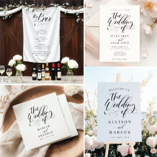 Elegant Calligraphy Classic Wedding Invitation