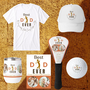 Modern Best Dad Ever Photo Collage Fathers Day Golf Head Cover