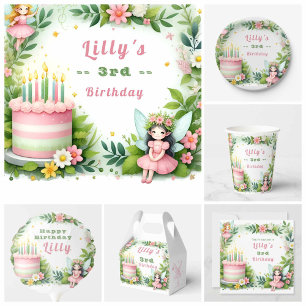 Green Pastel Fairy  Birthday - Favor Boxes