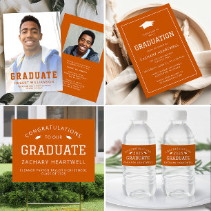 Photo Burnt Orange Sporty Graduation Announcement