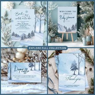 Baby its cold outside winter snowflake baby shower thank you card