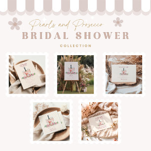 Blush Prosecco Pearls Bridal Shower Celebration Napkins
