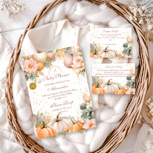 Rustic Pink Pumpkin Baby Shower Invitation
