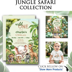 Safari Jungle Cute Animals Wild One 1st Birthday Baby T-Shirt