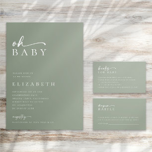 Books for Baby Sage Green Minimalist Baby Shower Enclosure Card