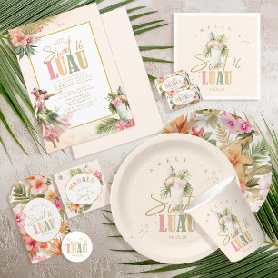 Hawaiian Luau Sweet Sixteen ID1092 Paper Plates