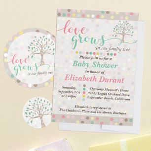 Baby Shower Love Grows In Our Family Tree Pastel Invitation