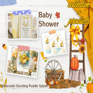 Watercolor Duckling Puddle Splash Gender Neutral Invitation