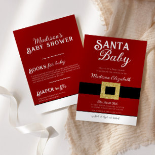 Santa Baby Christmas Santa Claus Suit Baby Shower All In One Invitation