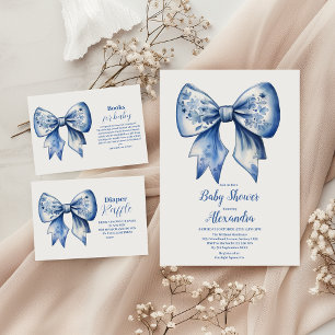 Watercolor Ribbon Dusty Blue Bow Napkins