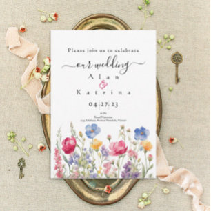 Colorful Garden Boho Wildflower Wedding Invitation