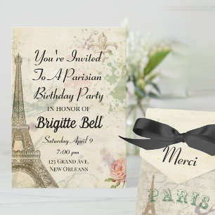 Vintage Parisian Birthday Party Invitation