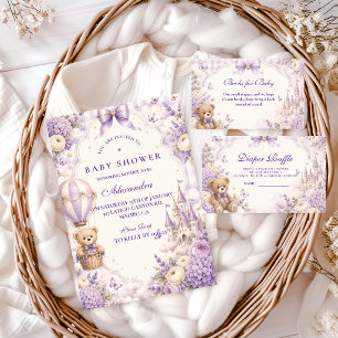 Timeless Purple Teddy Bear Baby Shower Napkins