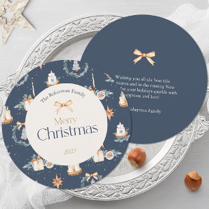 Navy Blue Watercolor Christmas Sticker