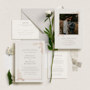 Hamilton Rose Gold Foil Greenery Wedding Foil Invitation