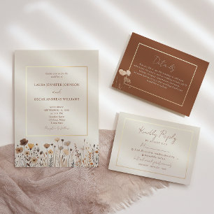 Terracotta Boho Wildflowers Wedding Invitation