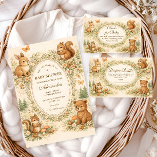 Woodland Forest Animals Baby Shower Invitation