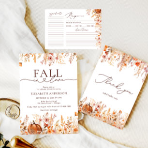 Boho fall Pumpkin Bridal Shower Recipe Card