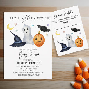 Diaper Raffle Halloween Ghost Boo Watercolor  Enclosure Card