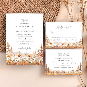 Terracotta Wildflower Mountain Wedding Invitation