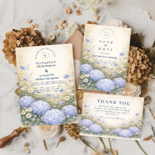 Romantic Blue Hydrangea Wedding Invitation