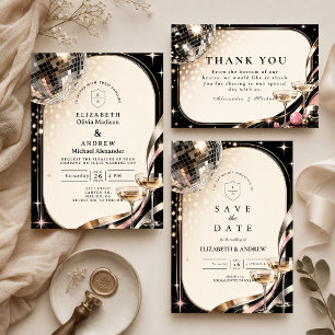 Glamorous Disco Retro Wedding Invitation