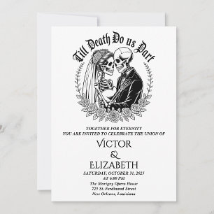 Gothic Till Death Skeleton Couple Floral Wedding Table Number