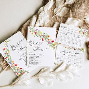 Elegant watercolor wildflower recipe card