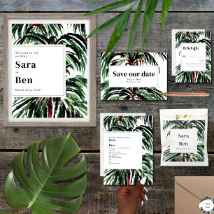 Painted Palm Trees Beach Wedding Invitation