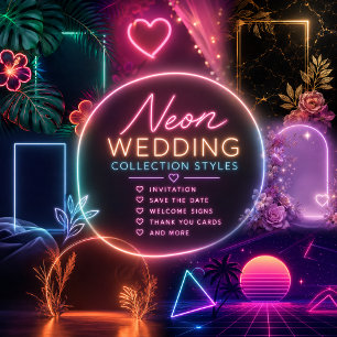 Neon pink Bride Groom Wedding Love Glow Foam Board