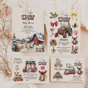 Winter Farm Animals Christmas Baby Shower Napkins