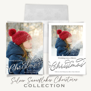 Merry Christmas Script Photo Custom Classic Round Sticker