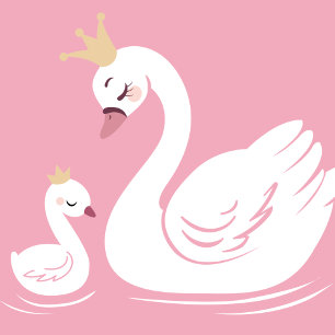 Pink Swans Baby Shower Bird with Crown Invitation