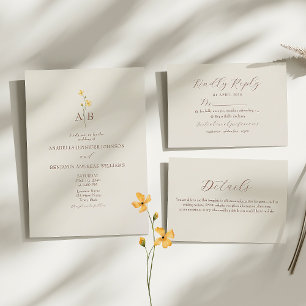 Neutral Wildflower Wedding Menu