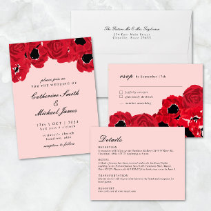 Abstract Roses and Poppies Coordinating Wedding Favor Boxes