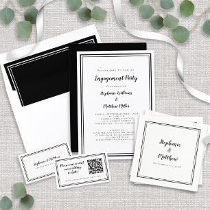 Simple Modern Black & White Wedding Envelope Liner