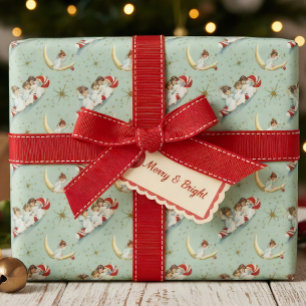 Vintage Christmas Angels Wrapping Paper Sheets