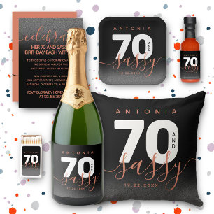 Modern Girly Copper 70 and Sassy Invitation