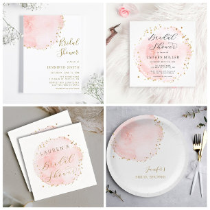 Blush Gold Watercolor Circle Bridal Shower Napkins