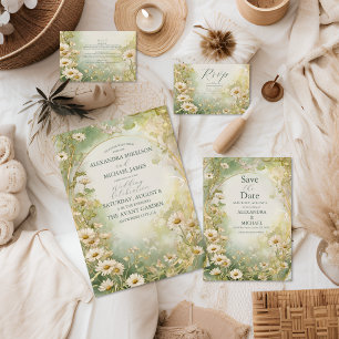 Art Nouveau Daisies Ivory Green Wedding Foam Board