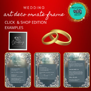 dusty blue art deco ornate frame seating card