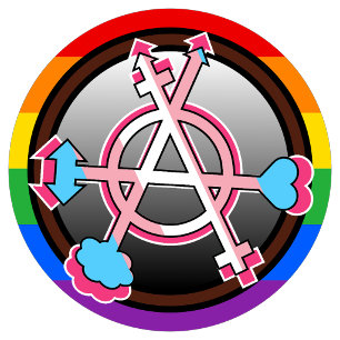 Gender Anarchy Symbol, Emblem on Dark Checkerboard Sticker
