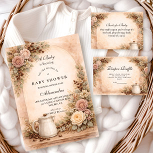 Boho Neutral A Baby Is Brewing Shower Baby Shower Napkins