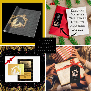 Christian Gold Nativity Christmas Postcard