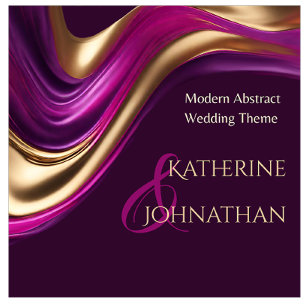 Modern Wedding-Purple Fuchsia and Gold- Invitation