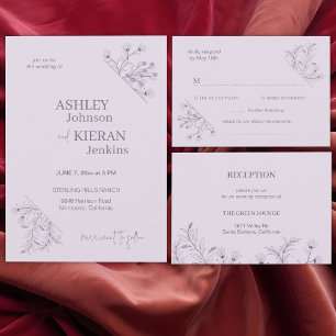 Elegant Floral Lavender Wedding Menu