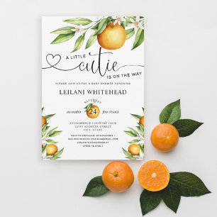 Budget Little Cutie Orange Baby Shower Invitation