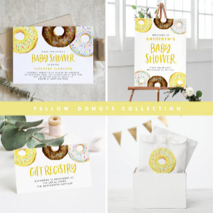Yellow and Chocolate Sprinkle Donuts Baby Brunch Invitation