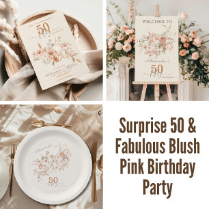 Surprise 50 & Fabulous Blush Pink Birthday Party Foam Board