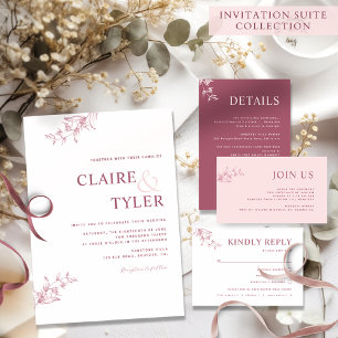 Elegant Modern Minimal Pinks Wedding Invitation